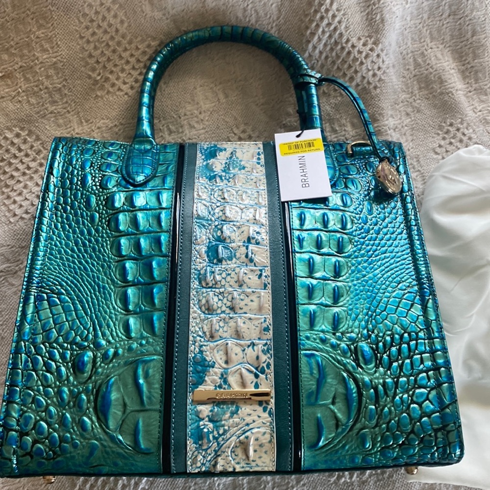 Brahmin Caroline Peacock Hummer genuine leather bag